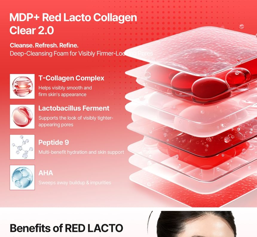 MDP+ Red Lacto Collagen Clear Foam Cleanser 2.0