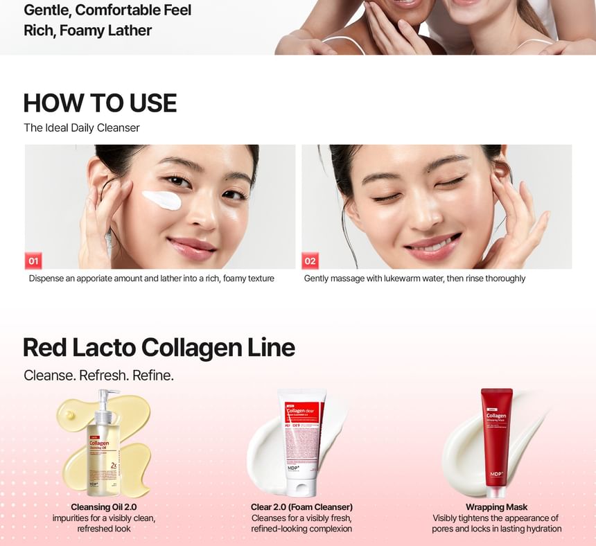 MDP+ Red Lacto Collagen Clear Foam Cleanser 2.0