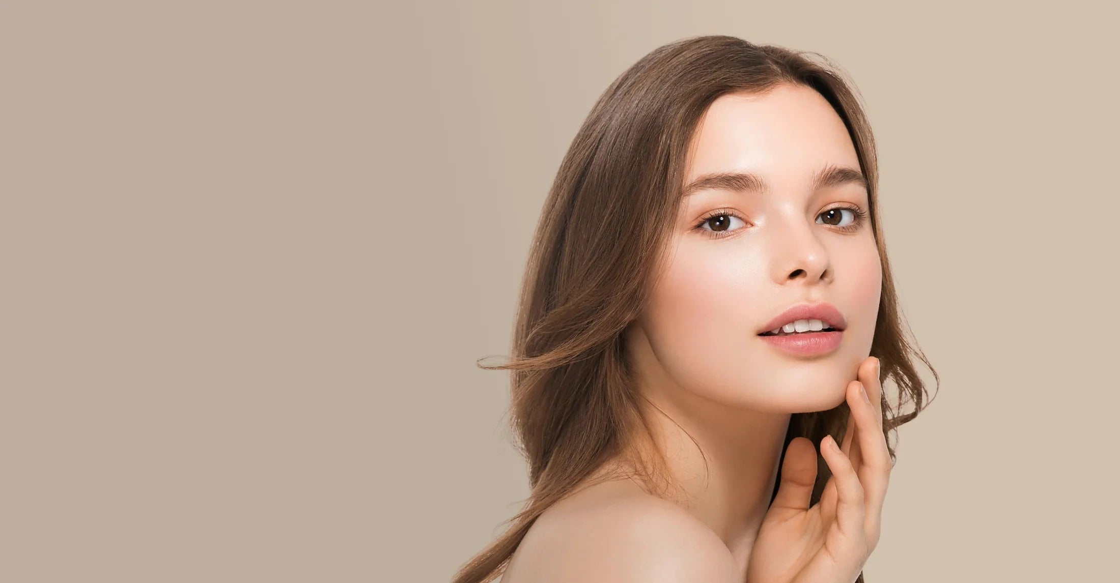 Beauty portrait in warm natural tones