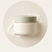 Moisturizer jar in a neutral skincare composition